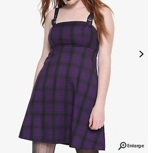 Purple and Black Plaid Buckle Strap Dress